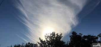フリューゲル／愛知県名古屋市　「薄雲のベール」　太陽を包み込むようなベール。　秋の薄雲が傾き始めた太陽を包み込む神秘のベールの様な空模様。