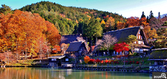 健知／愛知県稲沢市　「晩秋の飛騨の里」　晩秋故郷の景観が伝われば嬉しいです。　晩秋の紅葉と故郷の景色です。