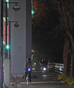 ヒメボタルの生態系保護と、より観察しやすくするため消灯された外堀通沿いの街灯＝名古屋市中区で