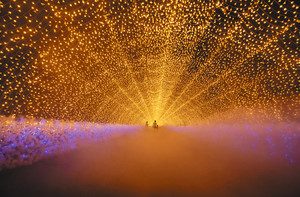 雲の中を歩いているような光のトンネル＝桑名市長島町駒江漆畑で