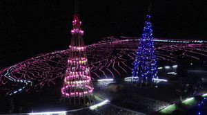 白米千枚田の散策路に設置されたクリスマスツリー＝石川県輪島市白米町で（同市提供）